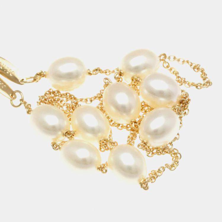 Pre Owned Tiffany & Co. 18K Rose Gold and Pearl Elsa Peretti Pearls by the Yard Station Necklace