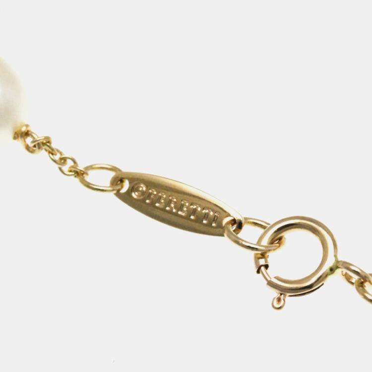 Pre Owned Tiffany & Co. 18K Rose Gold and Pearl Elsa Peretti Pearls by the Yard Station Necklace