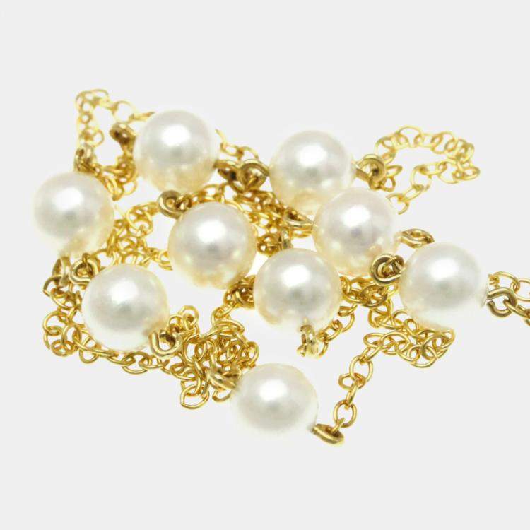 Pre Owned Tiffany & Co. 18K Yellow Gold and Pearl Elsa Peretti Pearls by the Yard Station Necklace