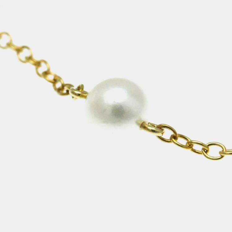 Pre Owned Tiffany & Co. 18K Yellow Gold and Pearl Elsa Peretti Pearls by the Yard Station Necklace