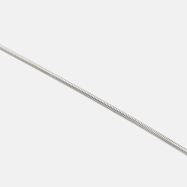 Pre Owned Tiffany & Co. Feather Pendant 18k White Gold Snake Chain Pendant Necklace