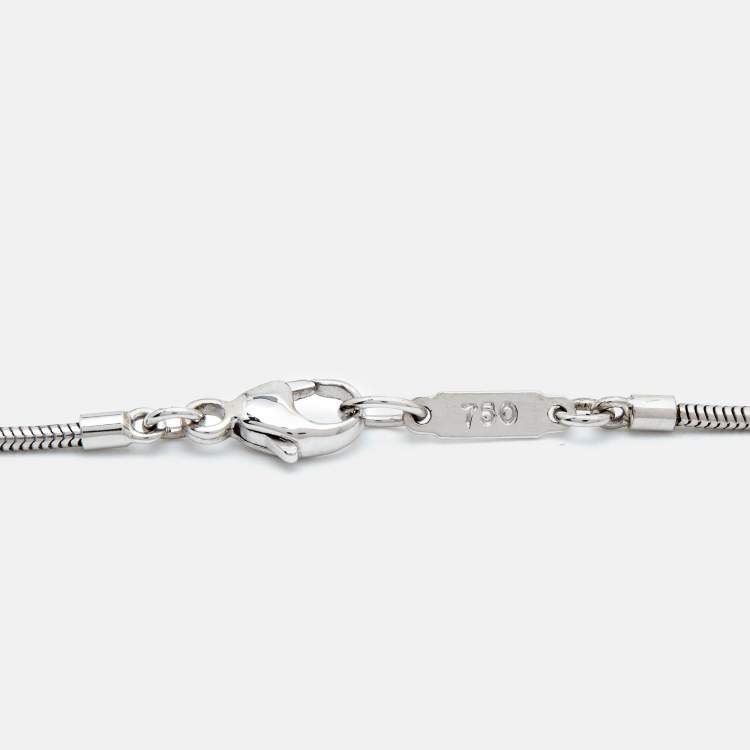 Pre Owned Tiffany & Co. Feather Pendant 18k White Gold Snake Chain Pendant Necklace