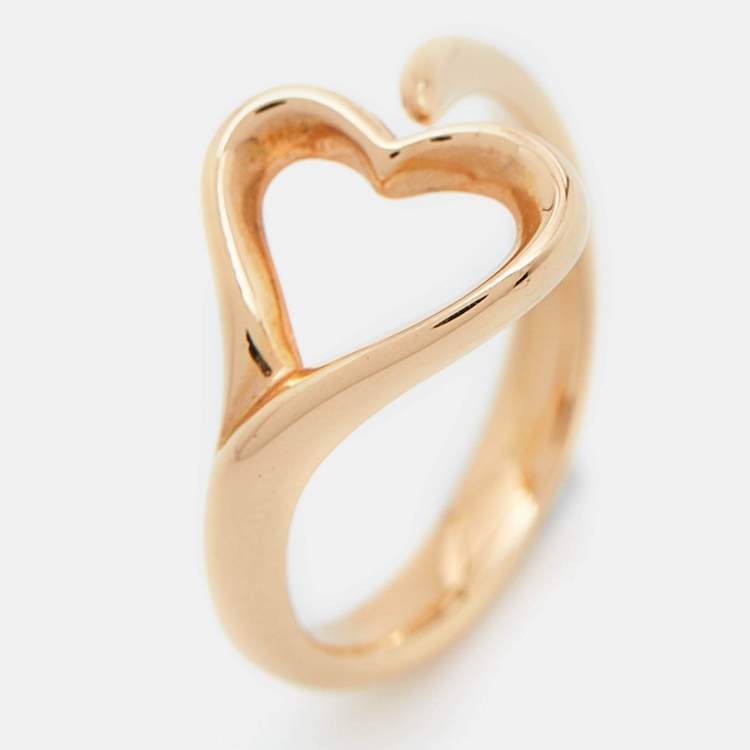 Pre Owned Tiffany & Co.  Elsa Peretti 18K Yellow Gold Open Heart Ring Size 50