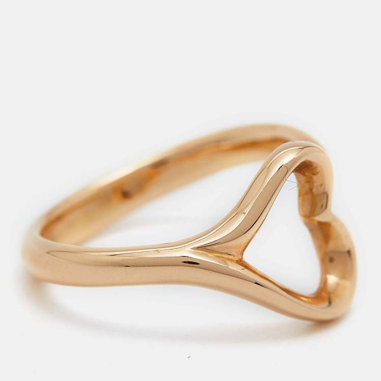 Pre Owned Tiffany & Co.  Elsa Peretti 18K Yellow Gold Open Heart Ring Size 50