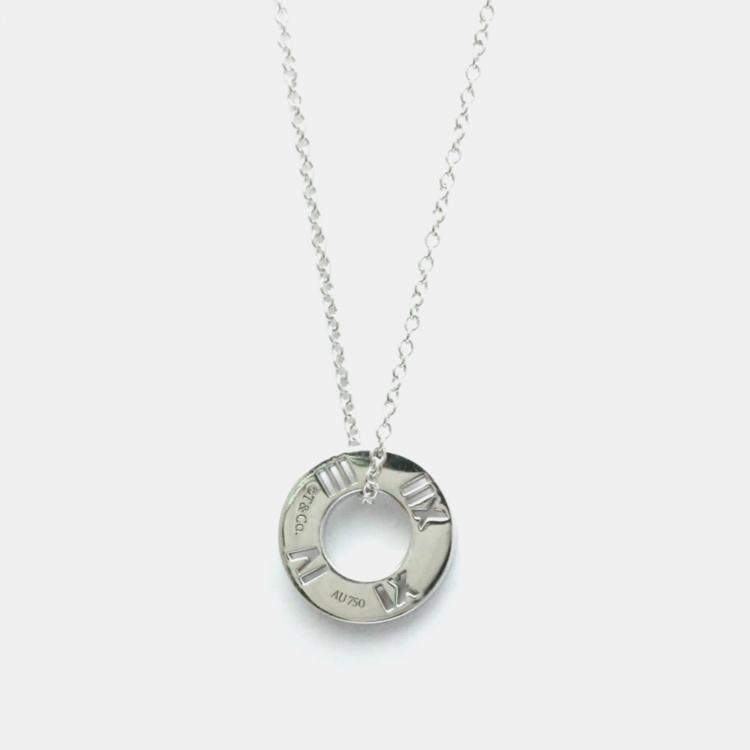 Pre Owned Tiffany & Co. 18K White Gold Diamond Atlas Pierced Diamond Necklace