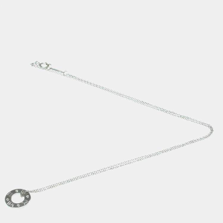 Pre Owned Tiffany & Co. 18K White Gold Diamond Atlas Pierced Diamond Necklace