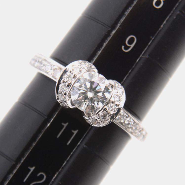 Pre Owned Tiffany & Co. Platinum and Diamond Ribbon Solitaire Ring EU 50