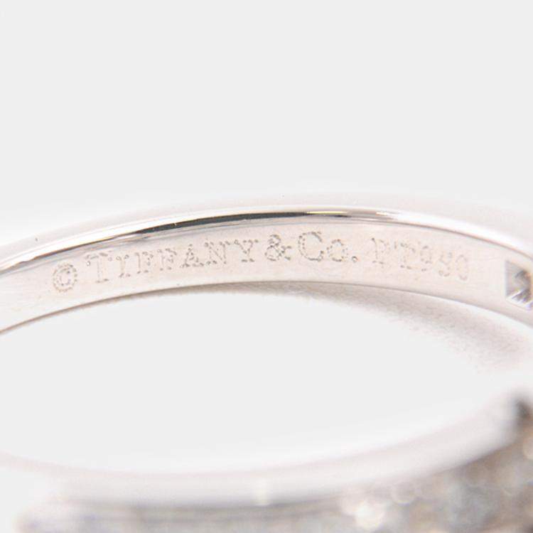 Pre Owned Tiffany & Co. Platinum and Diamond Ribbon Solitaire Ring EU 50