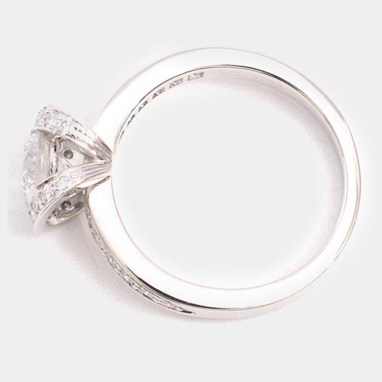Pre Owned Tiffany & Co. Platinum and Diamond Ribbon Solitaire Ring EU 50