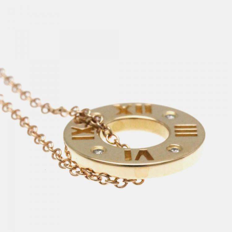 Pre Owned Tiffany & Co. 18K Rose Gold and Diamond Atlas Pendant Necklace