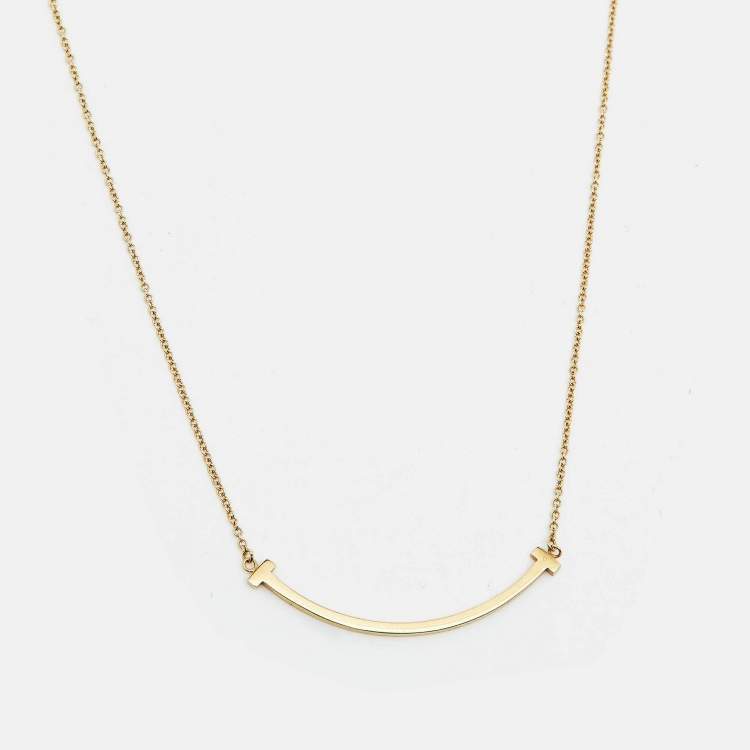 Pre Owned Tiffany & Co. T Smile 18k Yellow Gold Small Model Necklace