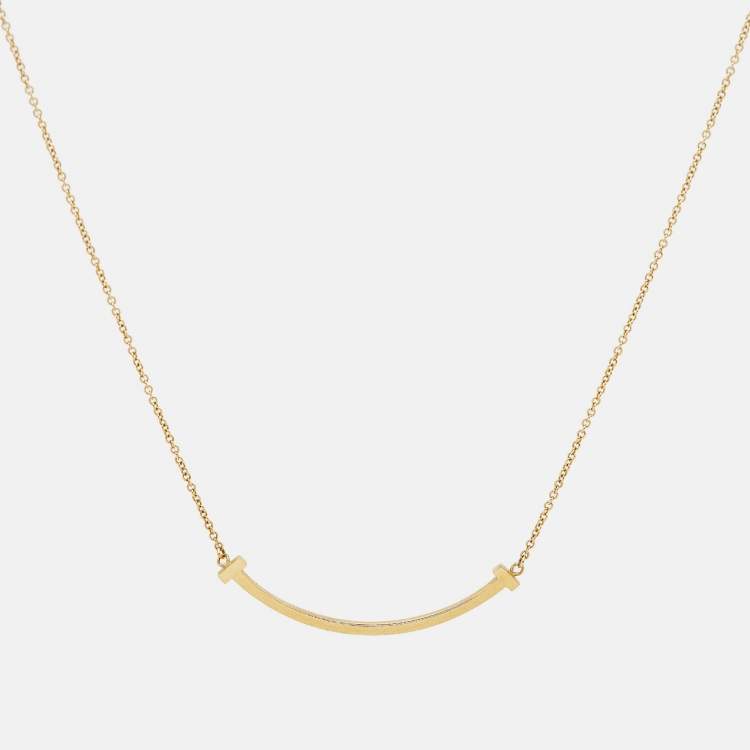 Pre Owned Tiffany & Co. T Smile 18k Yellow Gold Small Model Necklace