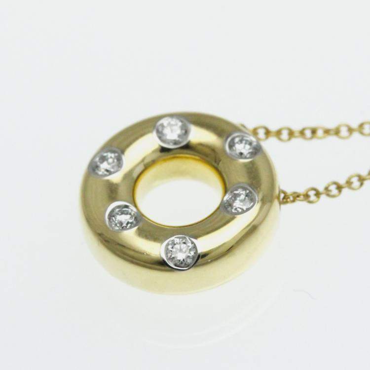 مملوكة مسبقًا Tiffany & Co. 18K Yellow Gold, Platinum and Diamond Etoile Pendant Necklace