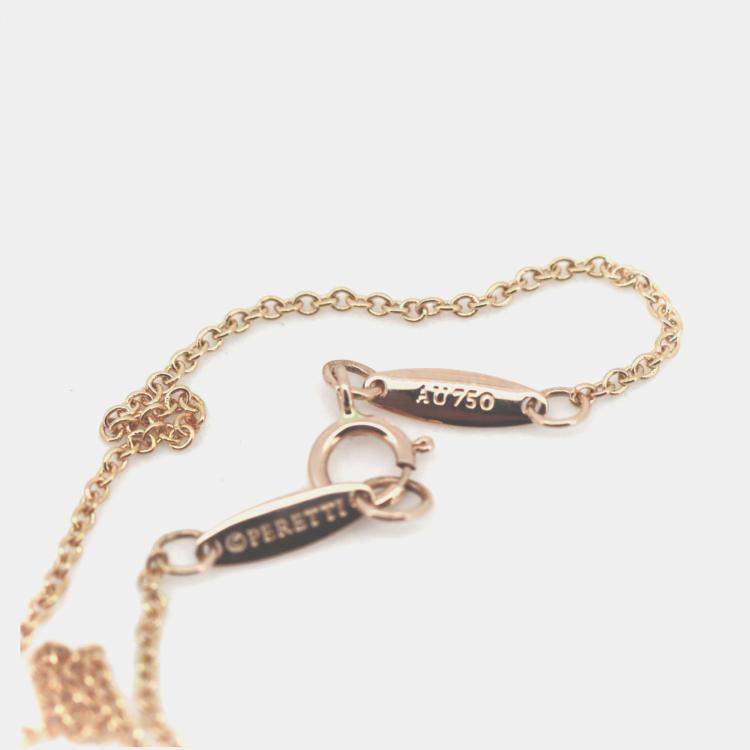 Pre Owned Tiffany & Co. 18K Rose Gold and Diamond Elsa Peretti Diamonds By The Yard Pendant Necklace 
