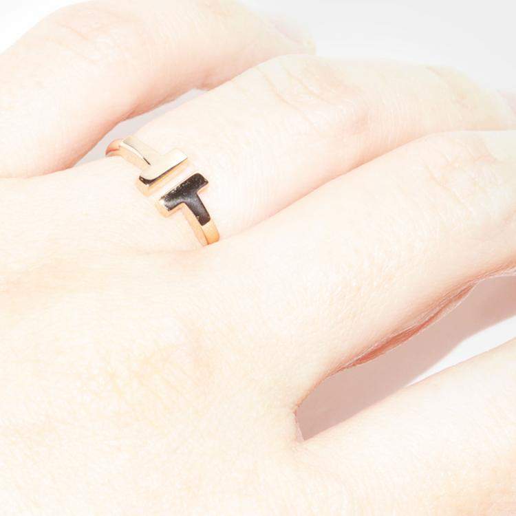 Pre Owned Tiffany & Co. 18K Rose Gold T Wire Band Ring EU 47