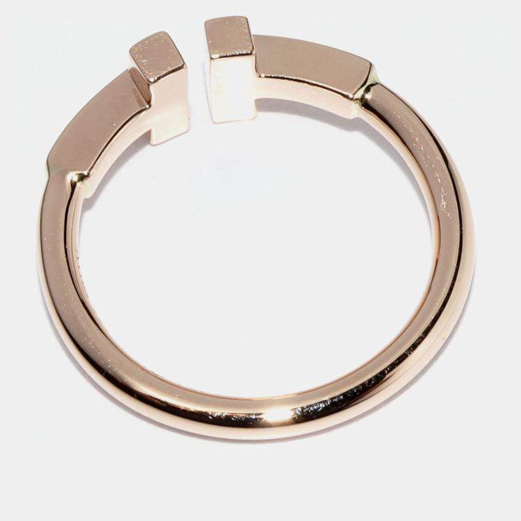 Pre Owned Tiffany & Co. 18K Rose Gold T Wire Band Ring EU 47