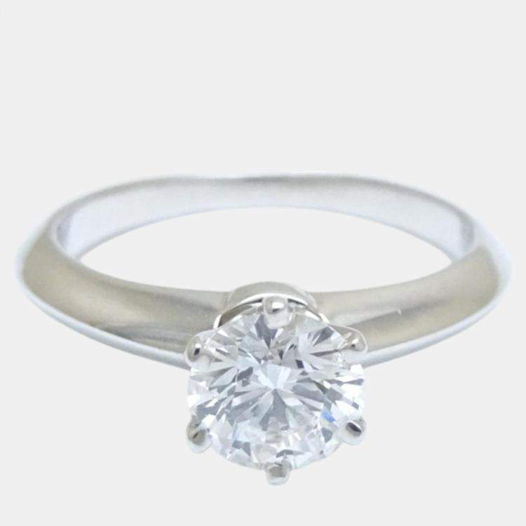 Pre Owned Tiffany & Co. Platinum and Diamond Solitaire Ring EU 48