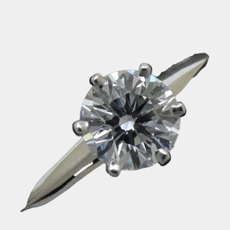 Pre Owned Tiffany & Co. Platinum and Diamond Solitaire Ring EU 48