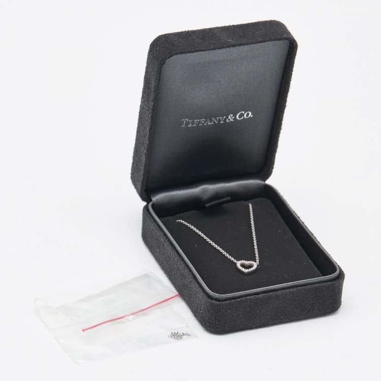 Pre Owned Tiffany & Co. Mini Metro Heart 18k White Gold Necklace