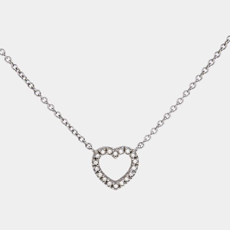 Pre Owned Tiffany & Co. Mini Metro Heart 18k White Gold Necklace