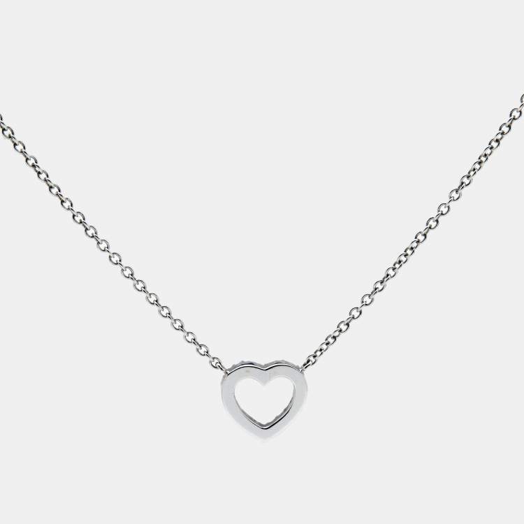 Pre Owned Tiffany & Co. Mini Metro Heart 18k White Gold Necklace