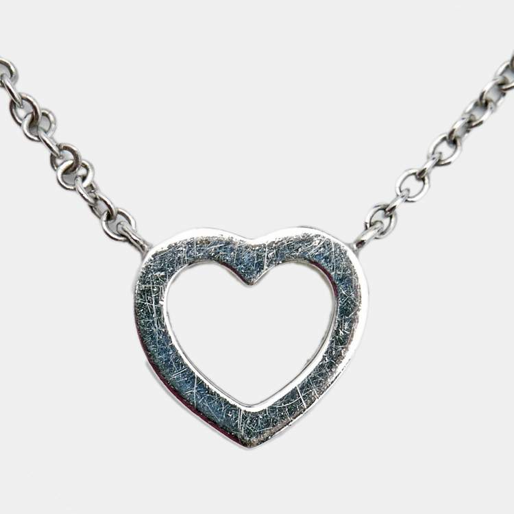 Pre Owned Tiffany & Co. Mini Metro Heart 18k White Gold Necklace