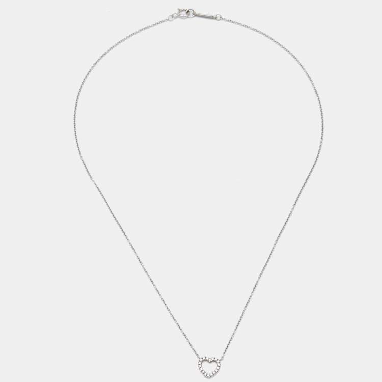 Pre Owned Tiffany & Co. Mini Metro Heart 18k White Gold Necklace