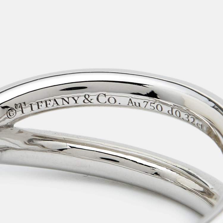 Pre Owned Tiffany & Co. Tiffany Knot Double Row Diamond 18k White Gold Ring Size 55