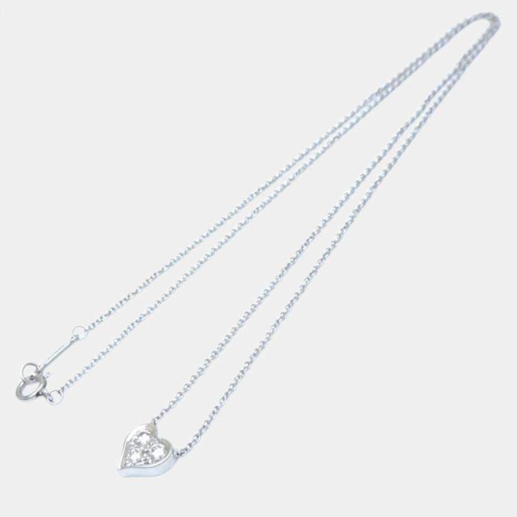 Pre Owned Tiffany & Co. Platinum and  Diamond Sentimental Heart Necklace