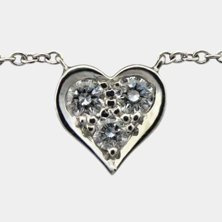 Pre Owned Tiffany & Co. Platinum and  Diamond Sentimental Heart Necklace