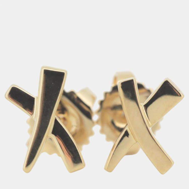 Pre Owned Tiffany & Co. 18K Yellow Gold Kiss Stud Earrings