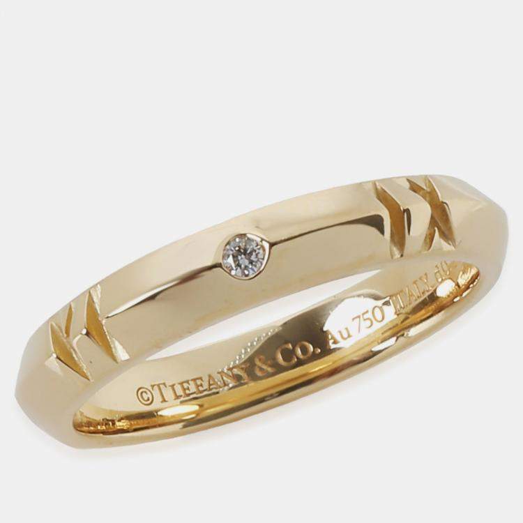 Pre Owned Tiffany & Co. 18k Yellow Gold and Diamond Atlas Band Ring EU 66