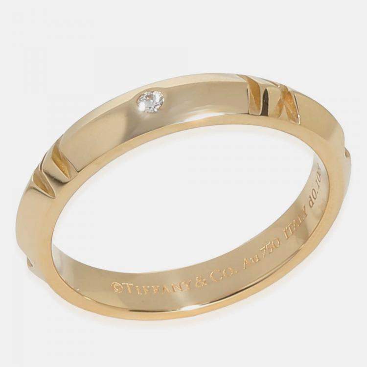 Pre Owned Tiffany & Co. 18k Yellow Gold and Diamond Atlas Band Ring EU 66