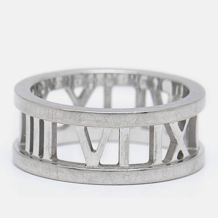 Pre Owned Tiffany & Co. Atlas 18k White Gold Ring Size 47