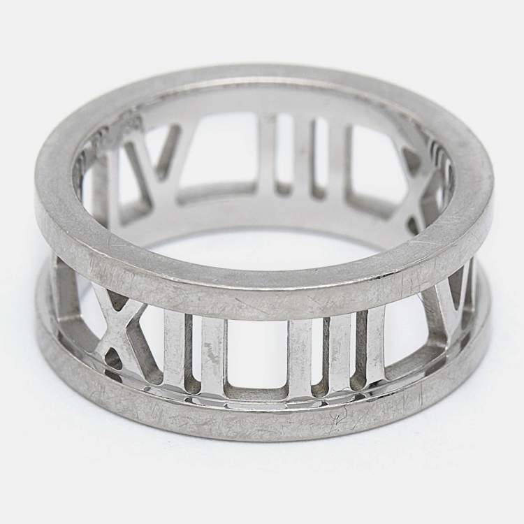 Pre Owned Tiffany & Co. Atlas 18k White Gold Ring Size 47