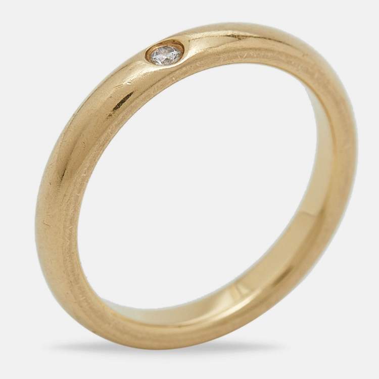 Pre Owned Tiffany & Co. Elsa Peretti Diamond 18k Yellow Gold Ring Size 50.5