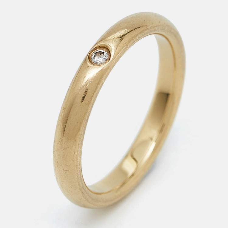 Pre Owned Tiffany & Co. Elsa Peretti Diamond 18k Yellow Gold Ring Size 50.5