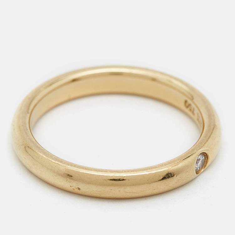 Pre Owned Tiffany & Co. Elsa Peretti Diamond 18k Yellow Gold Ring Size 50.5