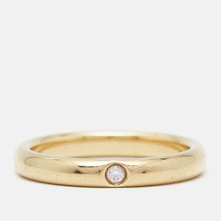 Pre Owned Tiffany & Co. Elsa Peretti Diamond 18k Yellow Gold Ring Size 50.5