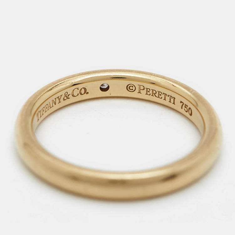 Pre Owned Tiffany & Co. Elsa Peretti Diamond 18k Yellow Gold Ring Size 50.5