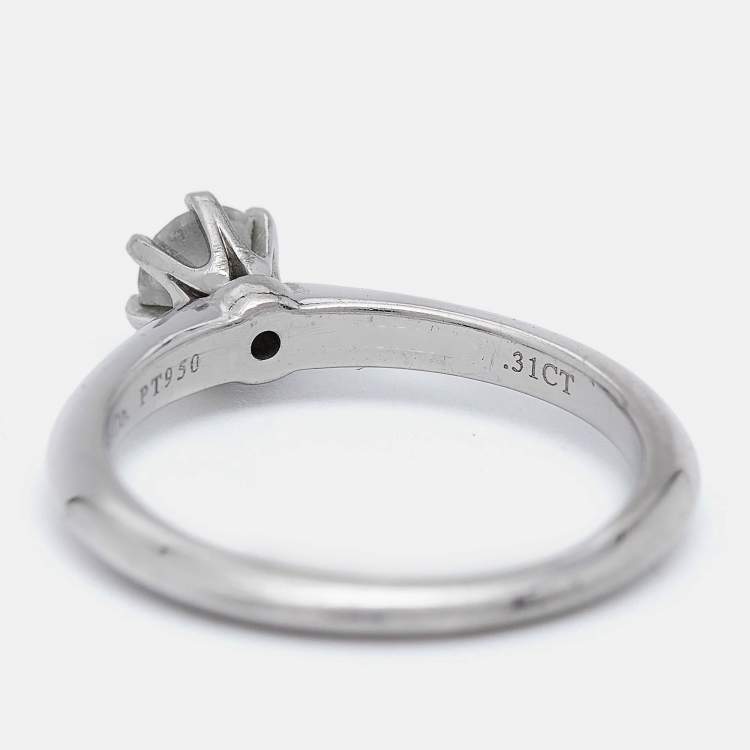 Pre Owned Tiffany & Co Setting 0.31 Carat Diamond Platinum Solitaire Ring Size 50