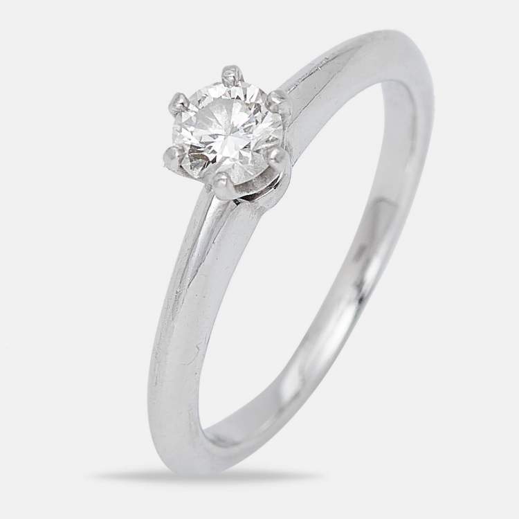 Pre Owned Tiffany & Co Setting 0.31 Carat Diamond Platinum Solitaire Ring Size 50