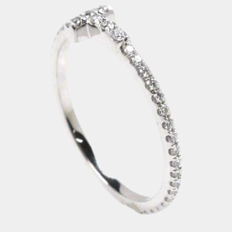 Pre Owned Tiffany & Co K18WG White Gold Diamond T Wire Full Circle Ring