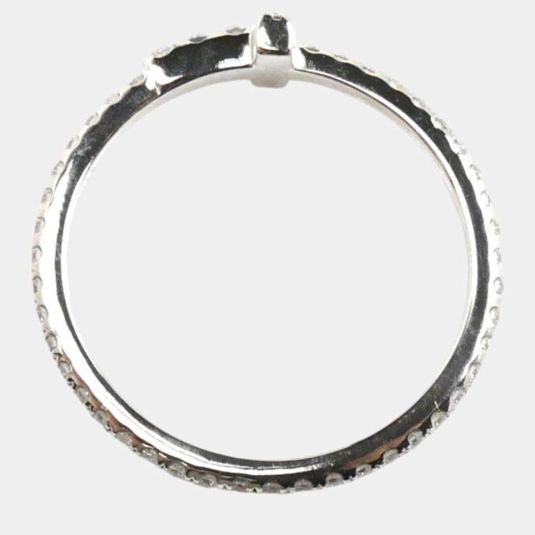 Pre Owned Tiffany & Co K18WG White Gold Diamond T Wire Full Circle Ring