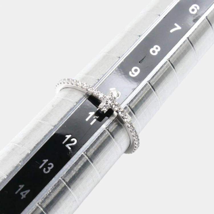 Pre Owned Tiffany & Co K18WG White Gold Diamond T Wire Full Circle Ring