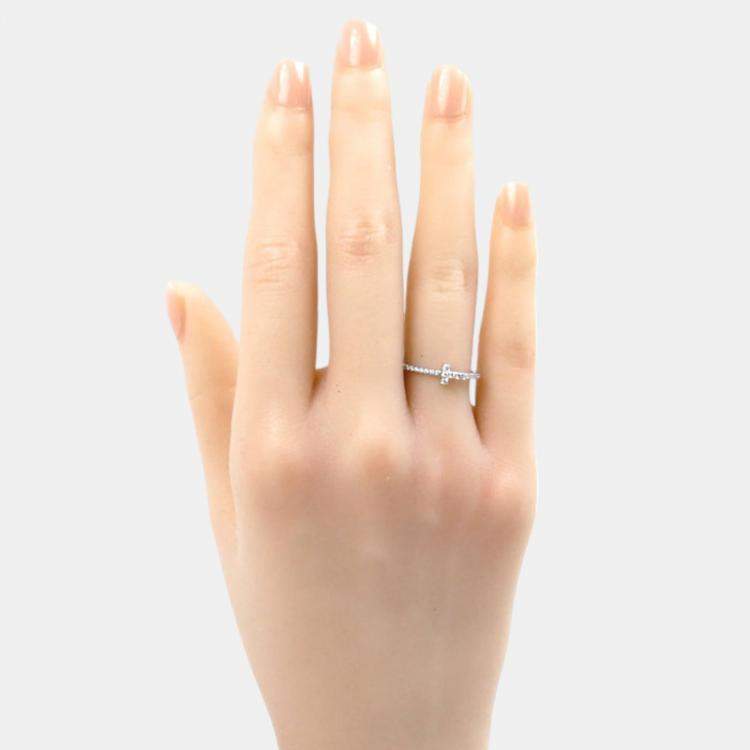 Pre Owned Tiffany & Co K18WG White Gold Diamond T Wire Full Circle Ring