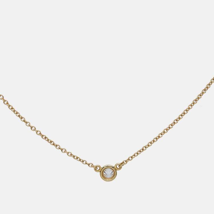 Pre Owned Tiffany & Co. Elsa Peretti Diamonds By the Yard 18k Yellow Gold Necklace