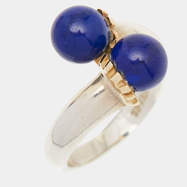 Pre Owned Tiffany & Co. Vintage Lapis Lazuli Bypass Cocktail Ring Size 51