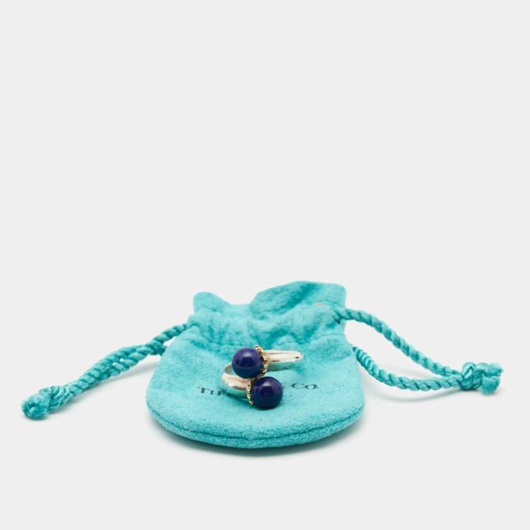 Pre Owned Tiffany & Co. Vintage Lapis Lazuli Bypass Cocktail Ring Size 51