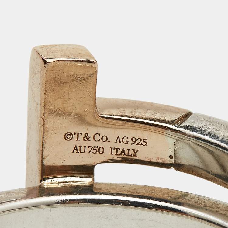 Pre Owned Tiffany & Co. T Square 18K Rose Gold Sterling Silver Wrap Ring 50